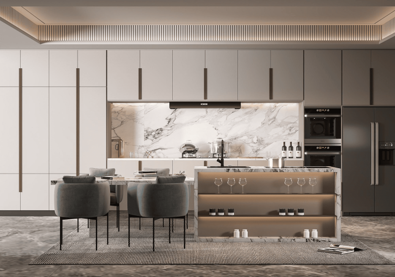 Cabinet combination with island